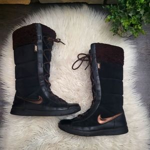 Nike Winter Hi Sneaker Boots Black Lace-up Shoes Rare 317245-021 size 7